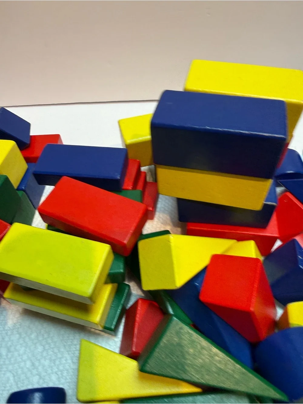 Set of over 100 Multi-Color Wooden Building Blocks